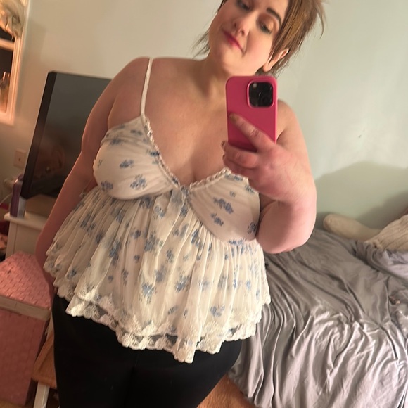 NWT Sexy Arula white and blue layered tank top - Picture 4 of 4